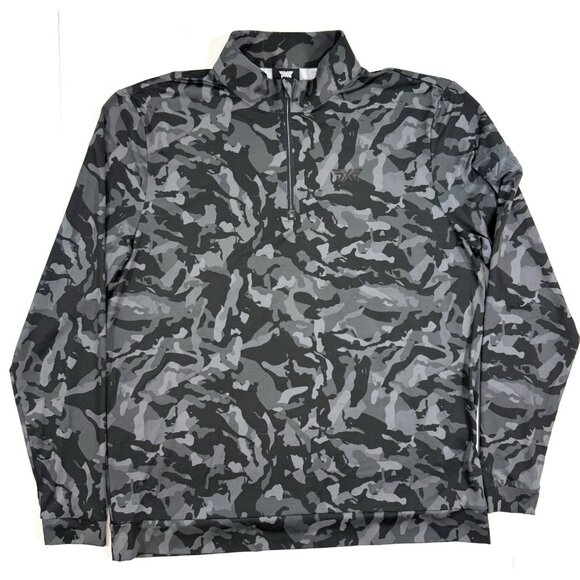 PXG Mens Essential Fairway 1/4 Zip Golf Pullover Shirt Size Small Black Camo - Picture 1 of 13